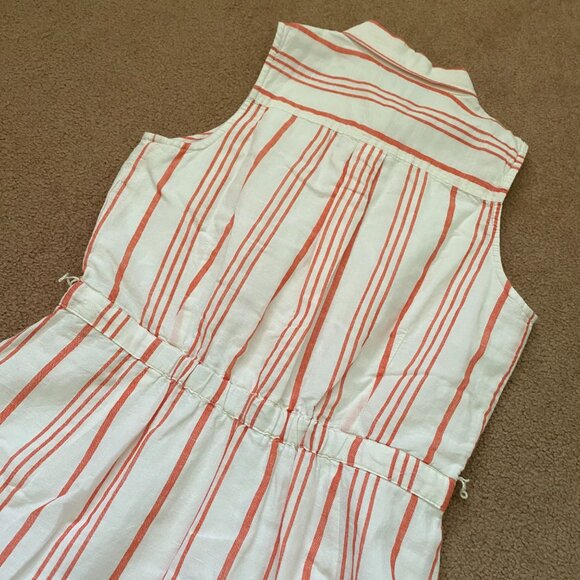 J. Crew Women's 2 Sleeveless Shirt Dress Button White Red Striped Knee Length - Picture 5 of 11